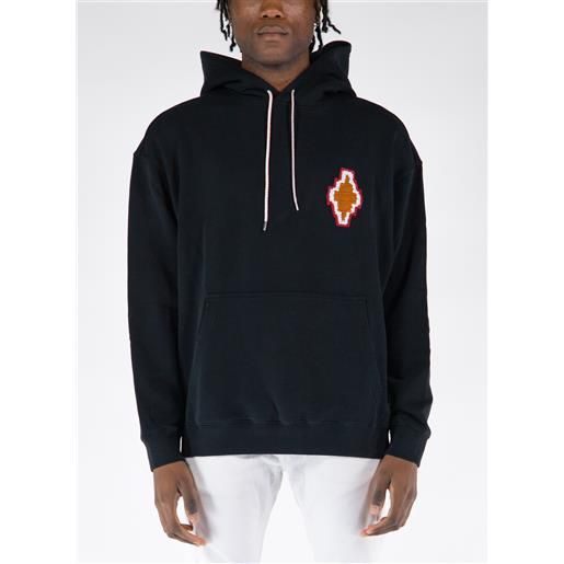 MARCELO BURLON felpa hoodie macrame cross patch uomo