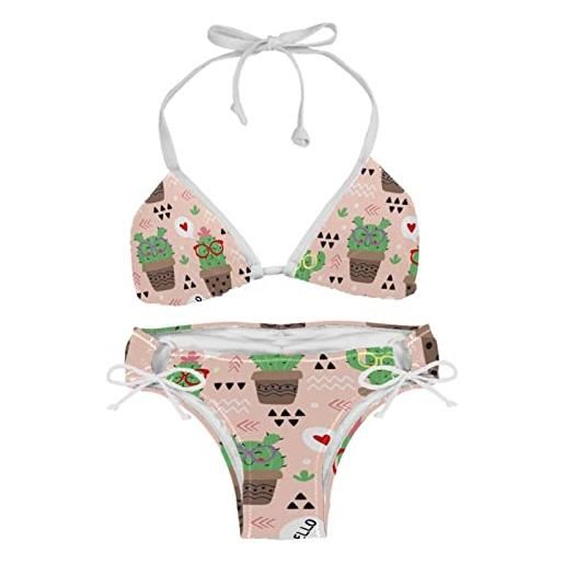 Generic set bikini per donna hello cactus beach costume da bagno, multicolore, taglia unica xxl