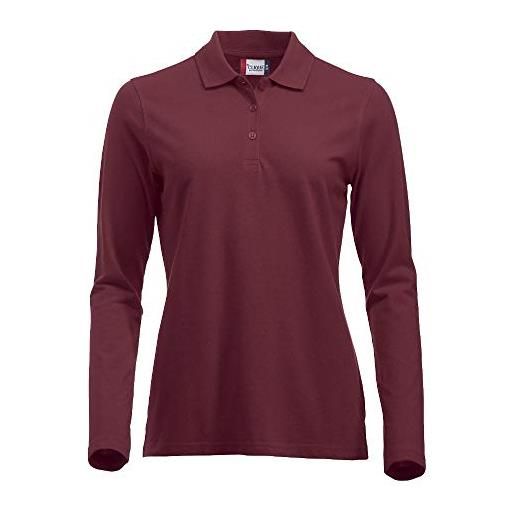 Cli. Que polo da donna classica a maniche lunghe marion, rosso (bordeaux), s