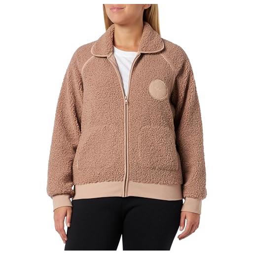 Emporio Armani giacca da donna in pile fuzzy full zip completa, hazel brown, xs (pacco da 2)