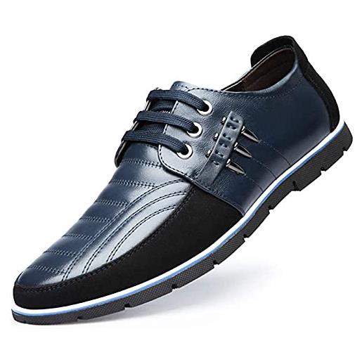 Asifn elegante scarpe stringate basse uomo mocassini eleganti oxford casual classiche slip on comode lacci loafer（blu, 41 eu