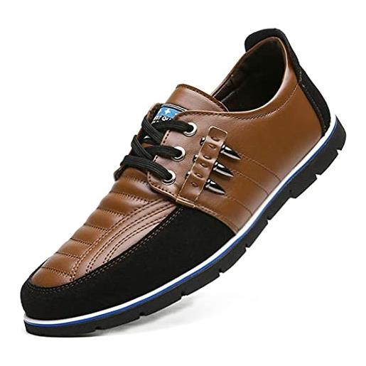 Asifn elegante scarpe stringate basse uomo mocassini eleganti oxford casual classiche slip on comode lacci loafer（nero, 45 eu