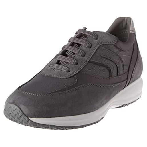 Geox uomo happy, scarpe da ginnastica, grigio, 46 eu