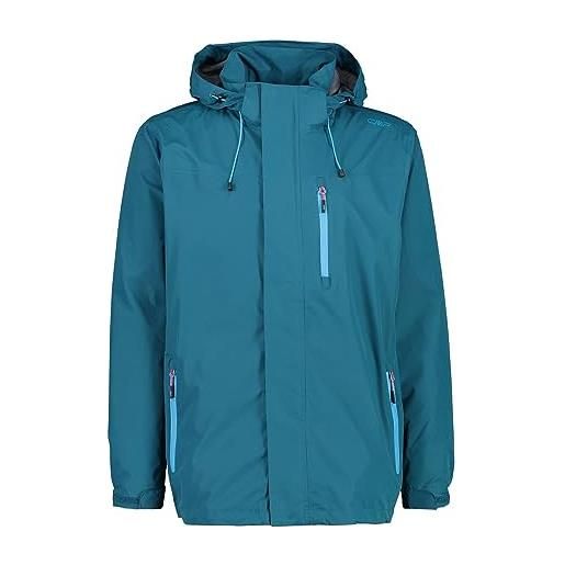 CMP giacca impermeabile da uomo, con cappuccio rimovibile, 30 x 9727, deep lake, 48, lago profondo, 54