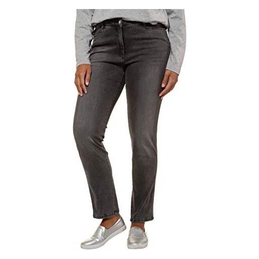 Ulla popken jeans mit seitlichem steinchen-einsatz, sammy slim, grigio (anthrazit 12), w43/l34 (taglia produttore: 54) donna