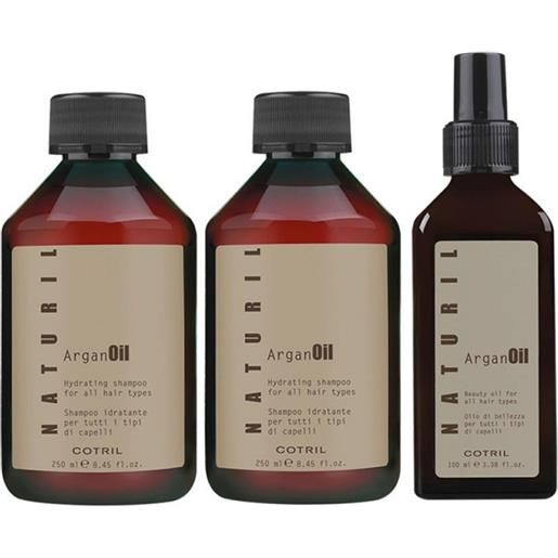 Cotril naturil oil argan shampoo+conditioner+oil 250+250+100ml - kit argan idratante tutti capelli