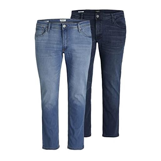 JACK & JONES jjiglenn jjoriginal am 812/815 2pk pls jeans, blue denim/pack: black denim, 42w x 32l uomo