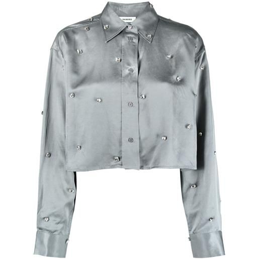 SANDRO camicia crop con decorazione - grigio