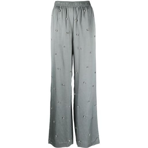 SANDRO pantaloni dritti con strass - grigio