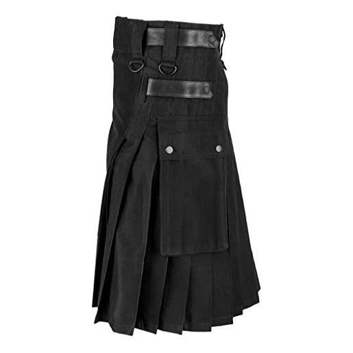 Xmiral gonne uomo vintage kilt scozia moda gotica kendo pocket abbigliamento scozzese (m, nero)