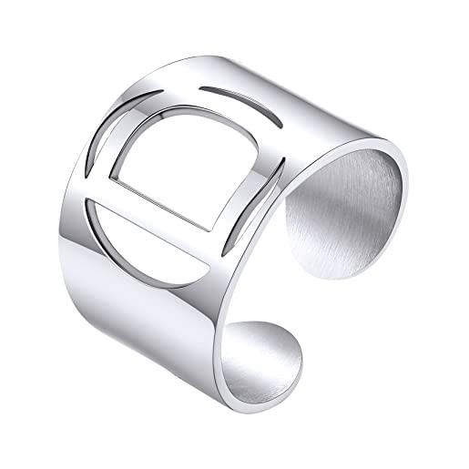 GOLDCHIC JEWELRY anello del polsino iniziale d da donna, anello del polsino regolabile con lettere maiuscole in acciaio inossidabile per donna
