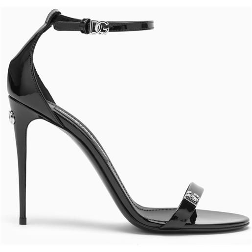 Dolce&Gabbana sandalo alto nero in vernice con logo
