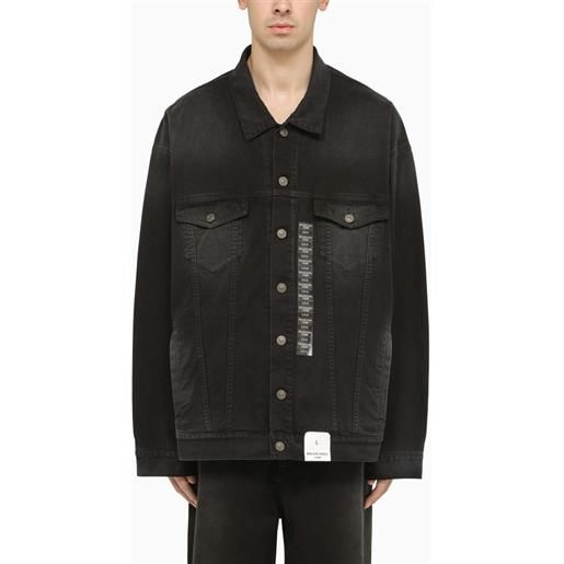 Balenciaga giacca in denim nera con size stickers