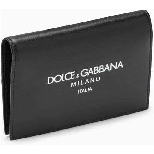 Dolce&Gabbana porta passaporto nero in pelle di vitello con logo