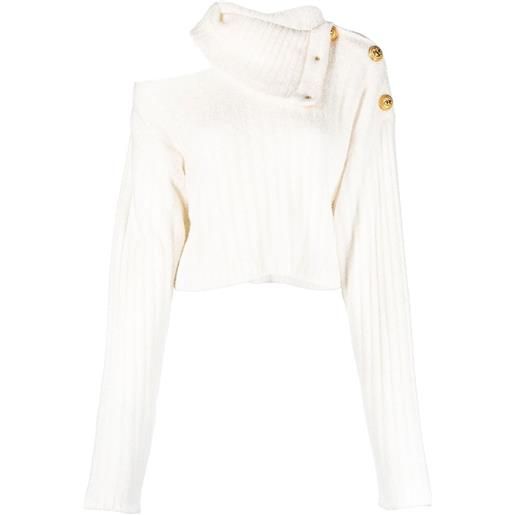 Balmain maglione crop con dettaglio cut-out - bianco