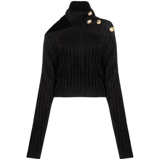 Balmain maglione crop con dettaglio cut-out - nero