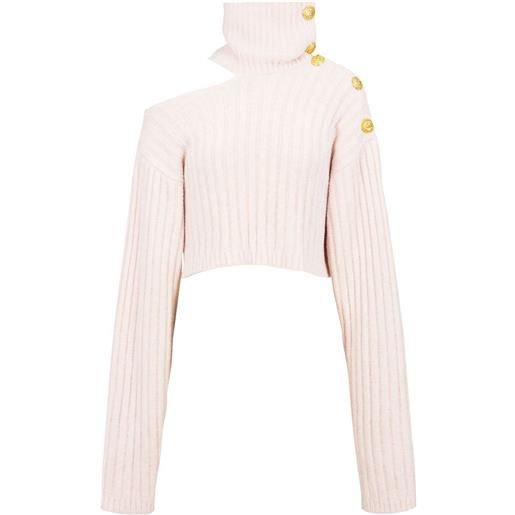 Balmain maglione crop con dettaglio cut-out - rosa