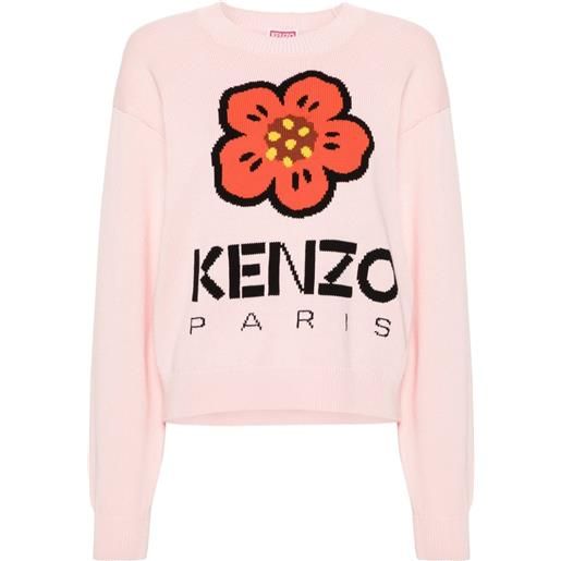 Kenzo maglione boke flower con intarsio - rosa