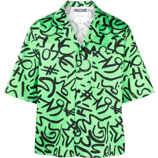 Moschino camicia con monogramma - verde