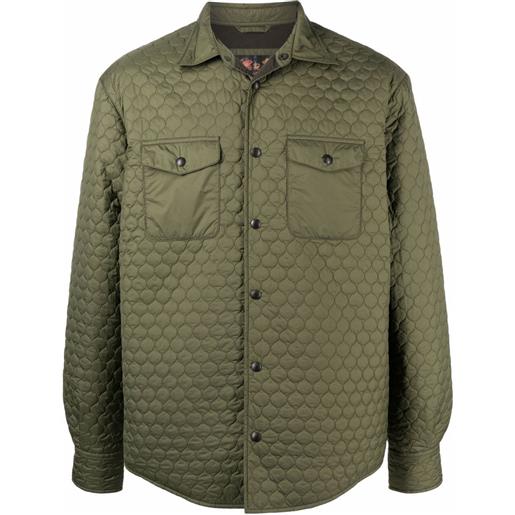 Emporio Armani giacca-camicia trapuntata - verde