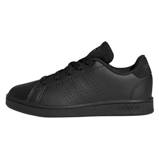 adidas advantage lifestyle court lace shoes, sneaker unisex - bambini e ragazzi, core black core black grey six, 28.5 eu