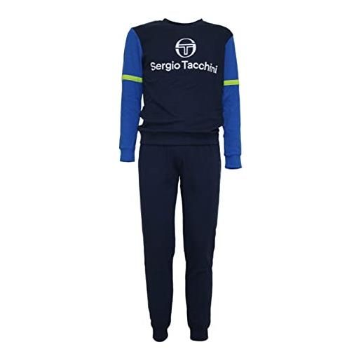 AZZETA pigiama uomo caldo cotone lungo invernale sergio tacchini 770, blu, m