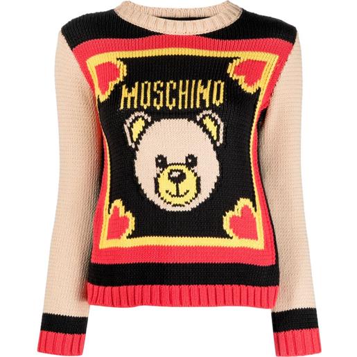 Moschino maglione con ricamo teddy bear - rosso
