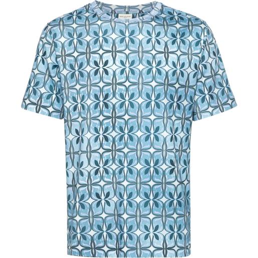 DRIES VAN NOTEN t-shirt con stampa geometrica - blu