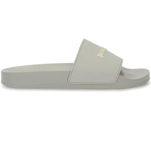 Palm Angels sandali slides con logo goffrato - grigio