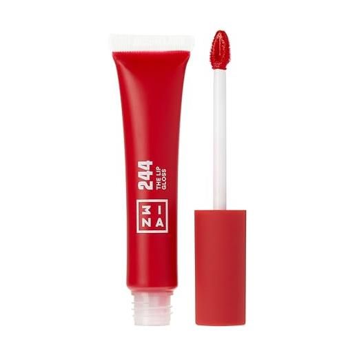 3ina makeup - vegan - the lip gloss 244 - rosso - effetto specchio - look lucido - apparenza cremosa - altamente pigmentato - lucidalabbra con bacchetta -formula idratante - cruelty free