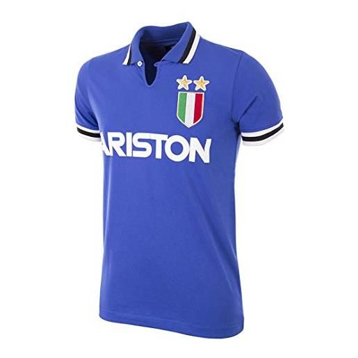 Copa - maglietta da uomo juventus 1983 da trasferta retrò, uomo, t-shirt con colletto da calcio retrò, 169, blu, s