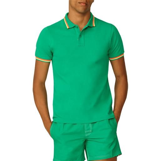 SUNDEK polo brice in cotone piquet con dettagli tricolor uomo