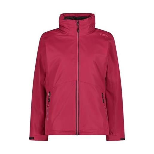 CMP, giacca donna zip hood staccabile inn. Jacket, antracite-burgundy, m