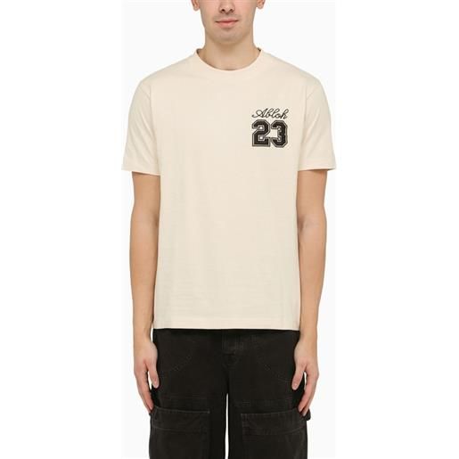 Off-White™ t-shirt slim beige con logo 23
