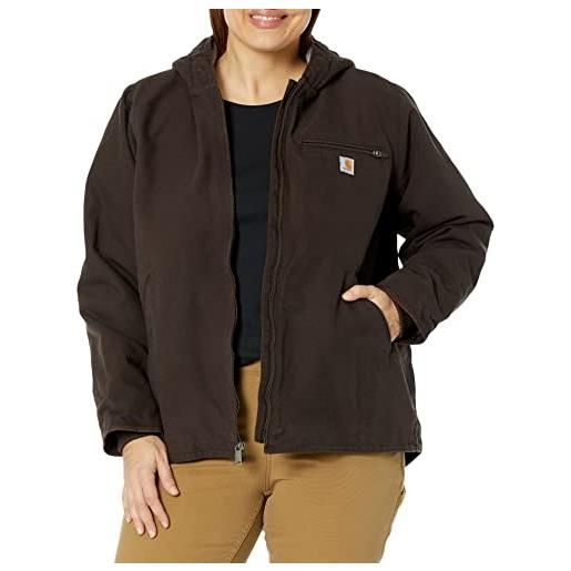 Carhartt women's loose fit washed duck sherpa-lined jacket, taupe gray, small