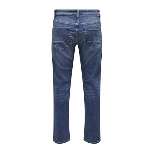 Only & sons onsweft reg. M. Blue 6755 dnm jeans noos slim fit, media blu denim, 38w x 32l uomo