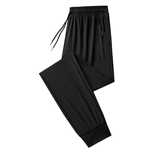 Jamron uomo estivi leggeri elasticizzati pantaloni sportivi pantaloni da jogging con tasche zip pantaloni lunghi casual fondo affusolato nero 5xl