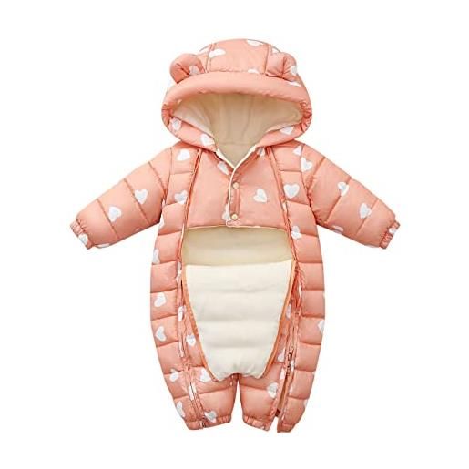 LTWOTEJNG tuta outwear piumino indossare caldo neonato tutina imbottita con cappuccio neve ragazzo tuta da neve cappotto cappotto giacca regalo ragazza 9 anni, colore: rosa. , 12-18 mesi