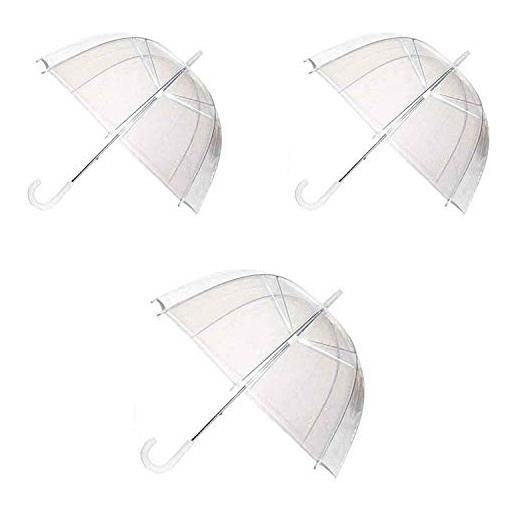 Gadgetking ombrello trasparente traslucido con 3 ombrelli trasparenti