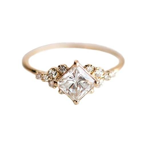 Sdouefos anello vintage placcato oro anello di fidanzamento diamante anello nuziale 14k oro milgrain fascia per le donne (l 1/2)