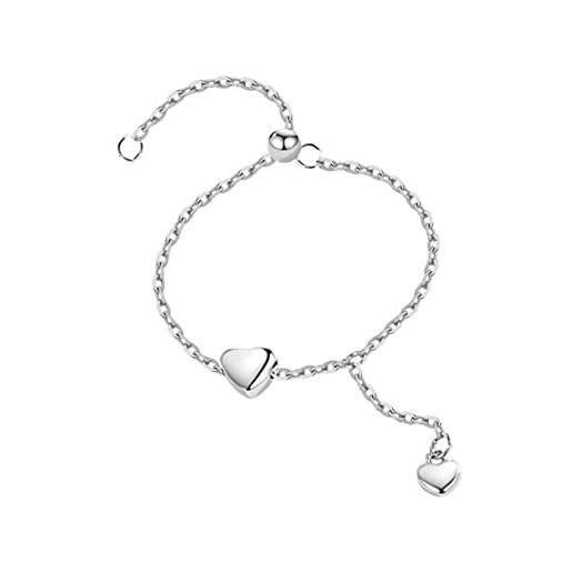 TKHP anelli donna, anello a cuore con catena a maglie in argento 925 con nappa per regalo di gioielli da sposa per ragazze da donna