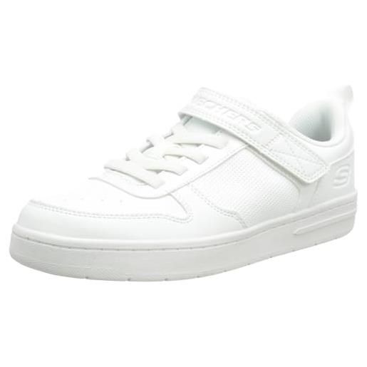Skechers smooth street, scarpe sportive bambini e ragazzi, white synthetic white trim, 30 eu