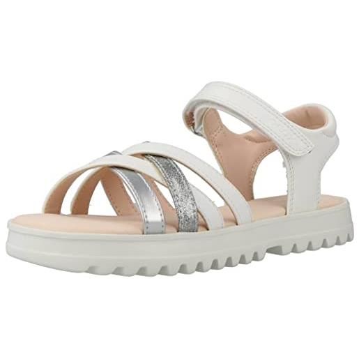 Geox j sandal coralie gir, donna, white platinum, 38 eu
