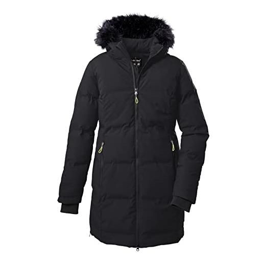 Killtec women's cappotto/parka invernale in look piumino con cappuccio staccabile con zip kow 209 wmn qltd prk, black, 42, 38919-000