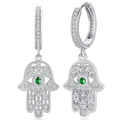 Aniu orecchini mano di fatima donna orecchini con mano di fatima argento 925 mano di fatima orecchini con occhio verde gioielli donna mano di fatima hamsa amuleto per donne