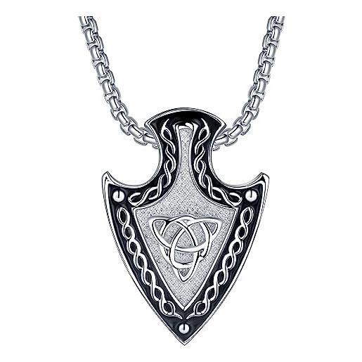 JENDEAR SHINE collana con freccia da uomo, collana con ciondolo rune vichinghe in stile vintage, gioielli nordici da uomo