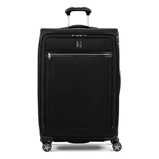 Travelpro platinum elite bagaglio da stiva espandibile con lato morbido, valigia grande con 8 ruote girevoli, lucchetto tsa, uomo e donna, shadow black, grande a quadri 74 cm