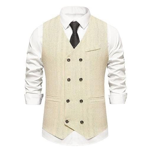 GRFIT gilet completi fashion retro doppi petto canotta uomo fashion trend suit gilet m off white
