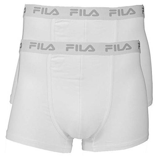 Fila 2er pacco - uomo base boxer, cotone elasticizzato logo, fu5004 - bianco, large