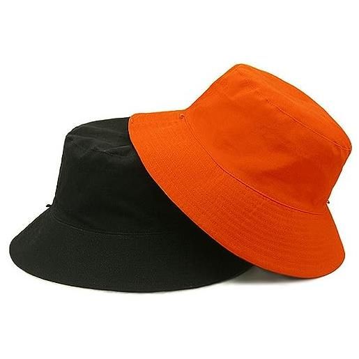 Gyios cappello da pescatore grande testa uomini grande taglia cappello pescatore maschio estate wear cap plus size cotone bucket hat 56-60cm 60-65cm-nero arancione, 60-65cm